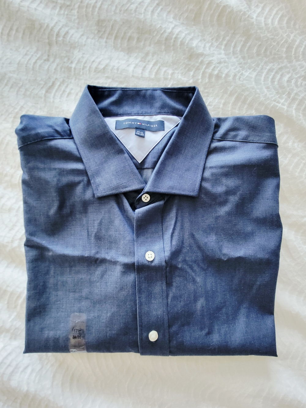 Tommy Hilfiger Men’s Dark Blue Button-Front Dress Shirt